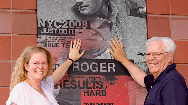 Christina Gross mit ihrem Vater beim US Open. Christina Gross mit ihrem Vater beim US Open.