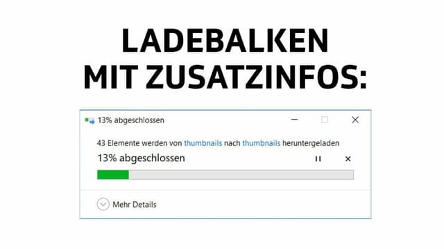Ein Windows Fenster, das anzeigt, dass 43 Elemente heruntergeladen werden und 13% davon bereits abgeschlossen sind. Ein Windows Fenster, das anzeigt, dass 43 Elemente heruntergeladen werden und 13% davon bereits abgeschlossen sind.