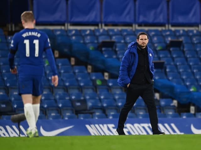Chelsea-Stürmer Timo Werner und -Trainer Frank Lampard.
