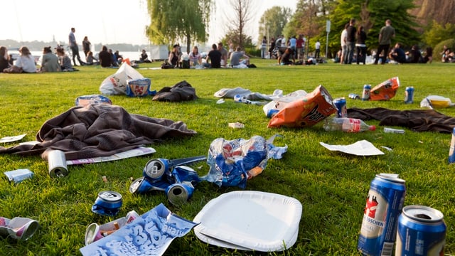 Littering-Situation am Zürichsee im Sommer. Littering-Situation am Zürichsee im Sommer.