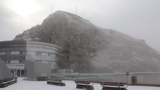Leicht verschneiter Pilatus am Sonntagmorgen, 24. August. Leicht verschneiter Pilatus am Sonntagmorgen, 24. August.