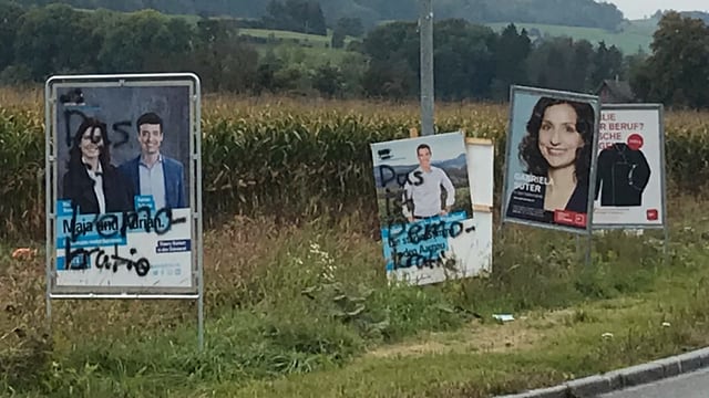 Verschmierte Wahlplakate Verschmierte Wahlplakate