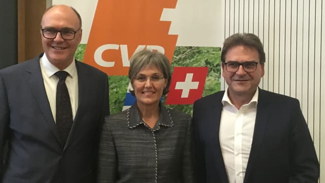 Die Zuger CVP kämpft mit Martin Pfister (links), Silvia Thalmann und Beat Villiger Sitze im Regierungsrat. Die Zuger CVP kämpft mit Martin Pfister (links), Silvia Thalmann und Beat Villiger Sitze im Regierungsrat.