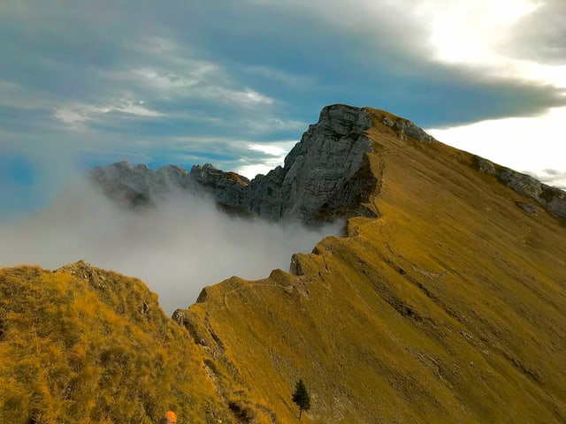 Der Pilatus im Nebel.