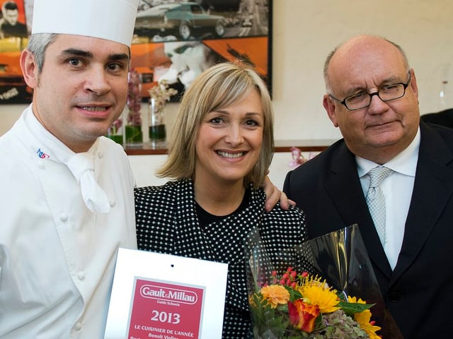 Benoit Violier (links), seine Frau Brigitte und Urs Heller. Benoit Violier (links), seine Frau Brigitte und Urs Heller.