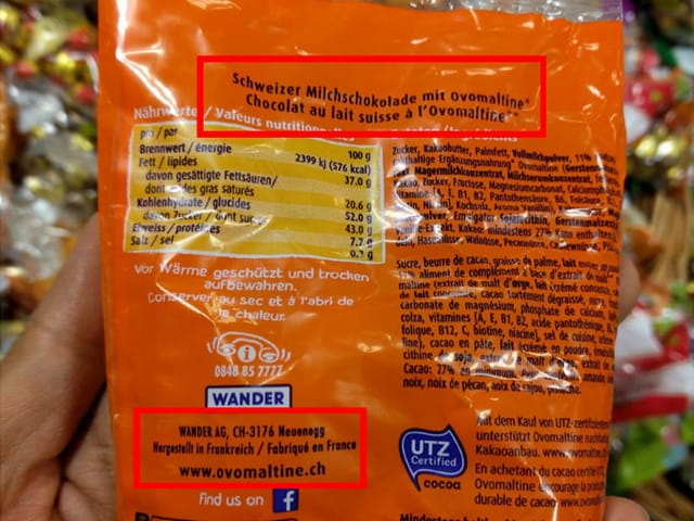 Verpackung mit Ovo-Schokoeili. Verpackung mit Ovo-Schokoeili.
