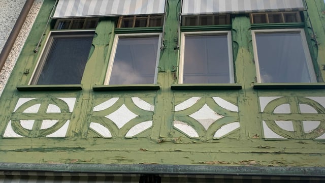 Fassade des Museums Langmatt mit Schäden. Fassade des Museums Langmatt mit Schäden.