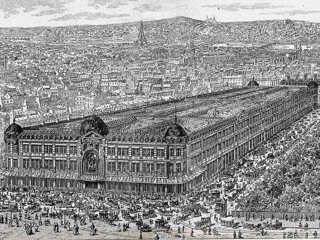 Eine grafische Zeichnung des Kaufhauses «Le Bon Marché» aus dem Jahr 1887. Eine grafische Zeichnung des Kaufhauses «Le Bon Marché» aus dem Jahr 1887.