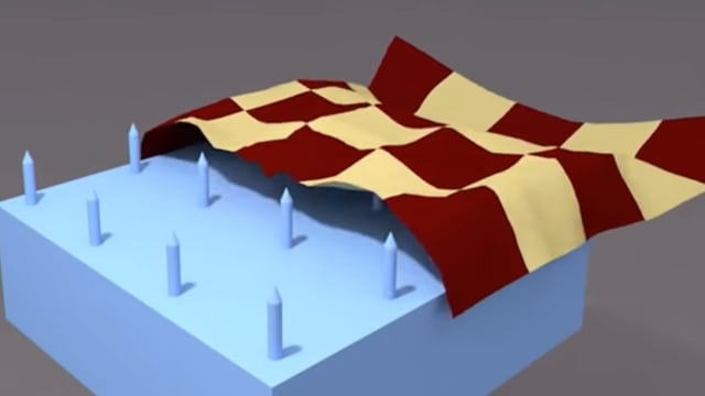 Computer generierte Grafik eines Nagelbrettes, darauf liegt ein Tuch. Computer generierte Grafik eines Nagelbrettes, darauf liegt ein Tuch.