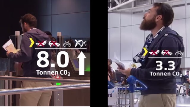 Mann am Flughafen mit Grafik. Mann am Flughafen mit Grafik.
