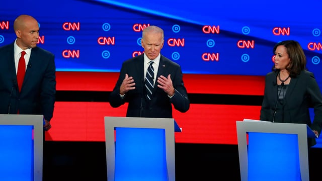 V.l.n.r.: Cory Booker, Joe Biden und Kamala Harris. V.l.n.r.: Cory Booker, Joe Biden und Kamala Harris.
