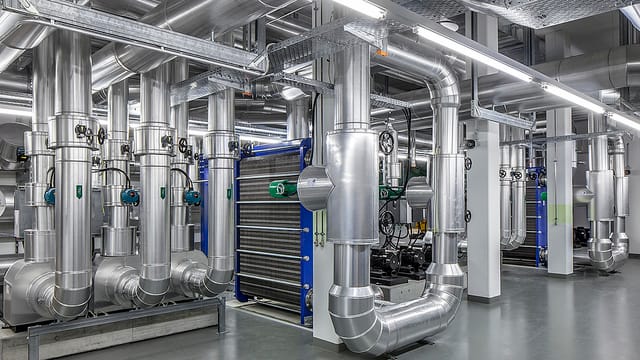 Röhrensystem in einer Industriehalle. Röhrensystem in einer Industriehalle.