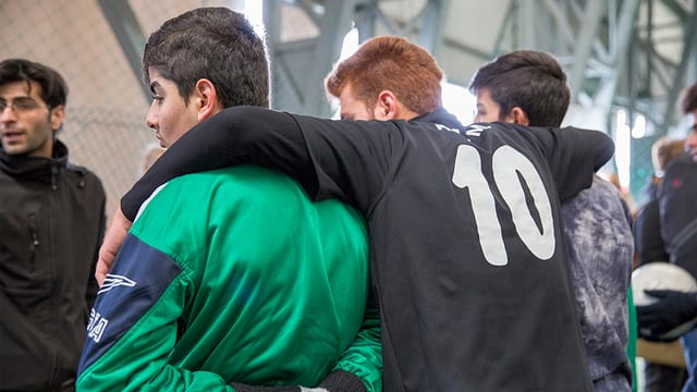 Fussball im Flüchtlingslager. Fussball im Flüchtlingslager.