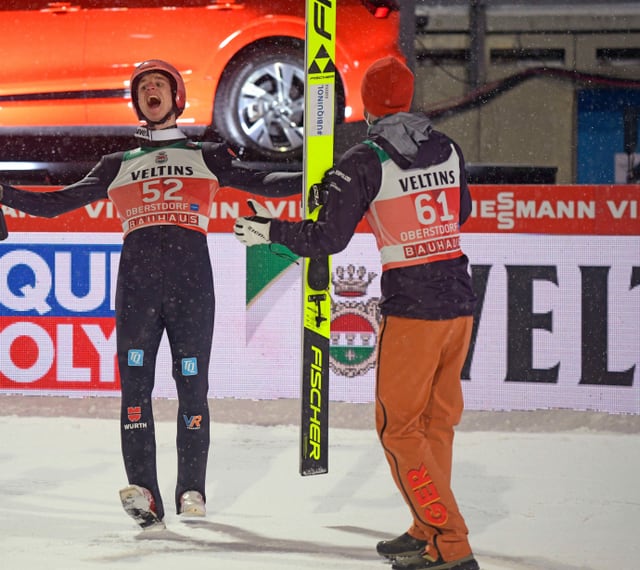 Die deutschen Hoffnungsträger Karl Geiger (l.) und Markus Eisenbichler. Die deutschen Hoffnungsträger Karl Geiger (l.) und Markus Eisenbichler.