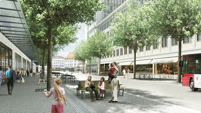 Visualisierung des neuen Platzes. Visualisierung des neuen Platzes.