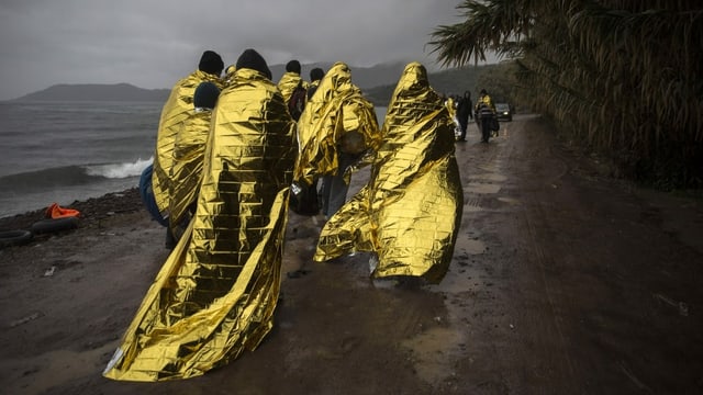 Flüchtlinge an der griechischen Küste Flüchtlinge an der griechischen Küste