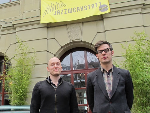 Die Jazzmusiker Marc Stucki (links) und Keefe Jackson vor dem Progr. Die Jazzmusiker Marc Stucki (links) und Keefe Jackson vor dem Progr.