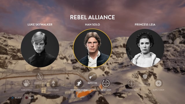 Zwischen Luke, Han und Leia wählen. Zwischen Luke, Han und Leia wählen.