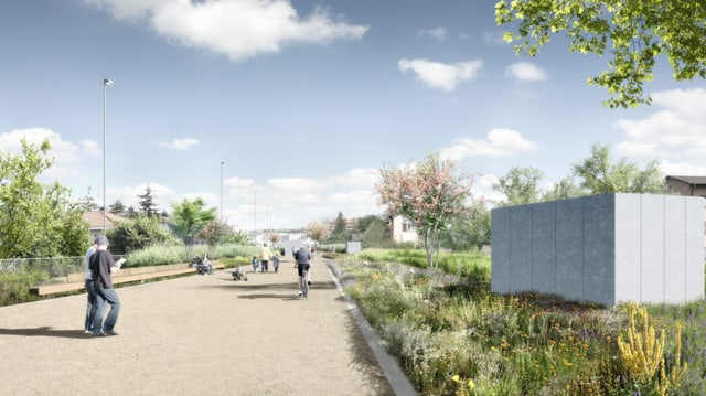 Visualisierung begrünte Einhausung in Schwamendingen Visualisierung begrünte Einhausung in Schwamendingen