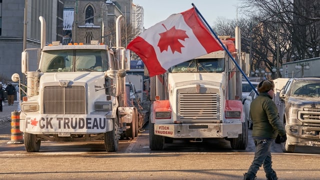 Kanadische Trucks mit Schriftzügen am Stossdämpfer.