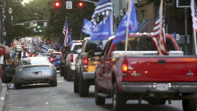 Trump-Anhänger in Portland. Trump-Anhänger in Portland.