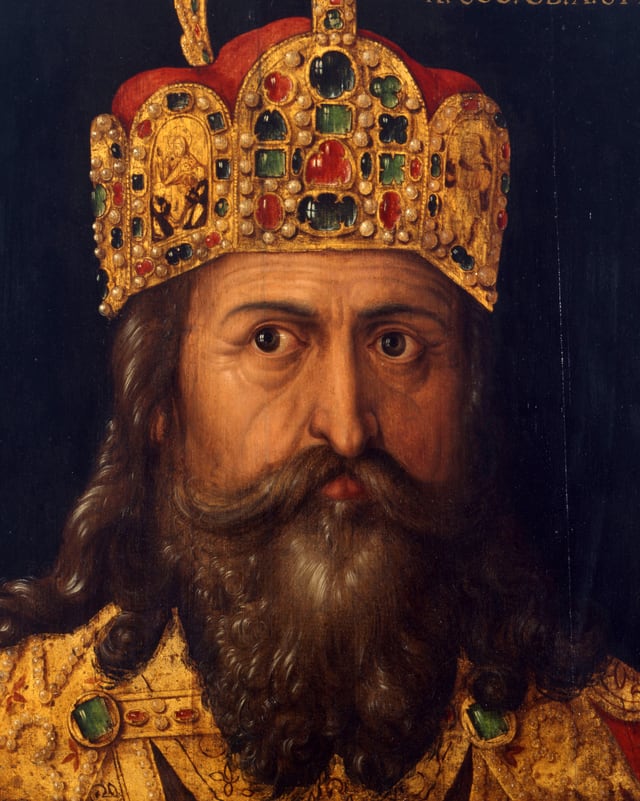 Karl der Grosse mit Bügelkrone - ein Ölbild von 1514. Karl der Grosse mit Bügelkrone - ein Ölbild von 1514.