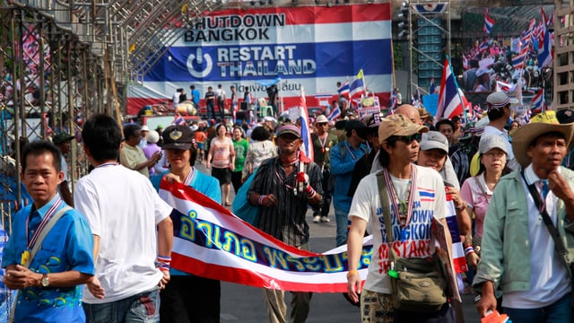 Thailändische Demonstranten haben gerade ihr Protestlager geräumt. Thailändische Demonstranten haben gerade ihr Protestlager geräumt.