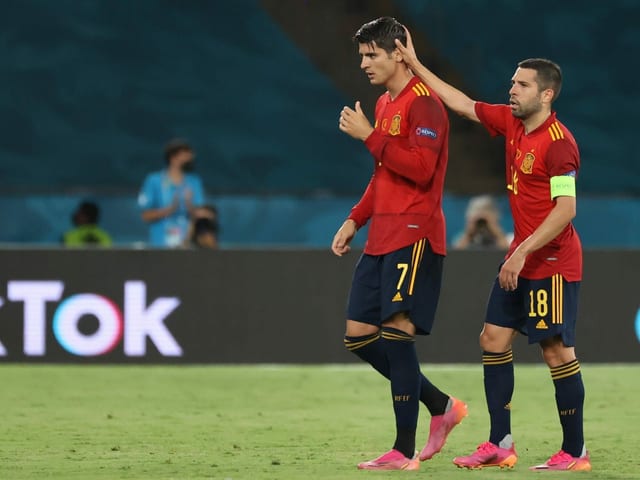 Alvaro Morata bei seiner Auswechslung gegen Schweden. Alvaro Morata bei seiner Auswechslung gegen Schweden.