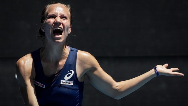 La giugadra da tennis svizra Viktorija Golubic. La giugadra da tennis svizra Viktorija Golubic.
