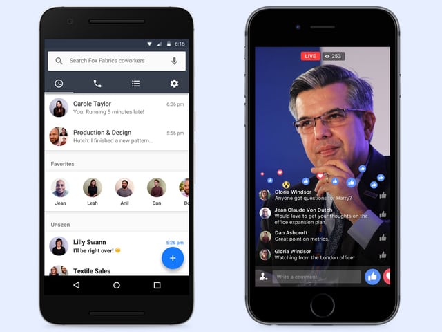 Ein Screenshot von Workplace auf dem Smartphone. Ein Screenshot von Workplace auf dem Smartphone.