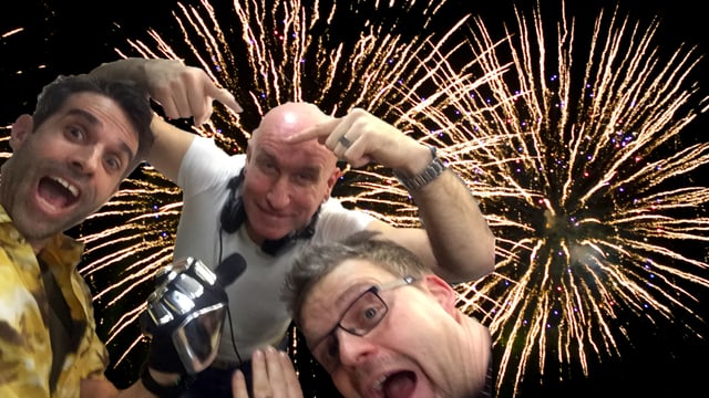 Das Gute-Laune-Trio für die Silvestersendung bei SRF 3. Das Gute-Laune-Trio für die Silvestersendung bei SRF 3.