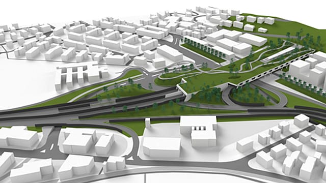 Schematische Darstellung der geplanten Erweiterung der Autobahn-Tunnelausfahrt in Kriens. Schematische Darstellung der geplanten Erweiterung der Autobahn-Tunnelausfahrt in Kriens.