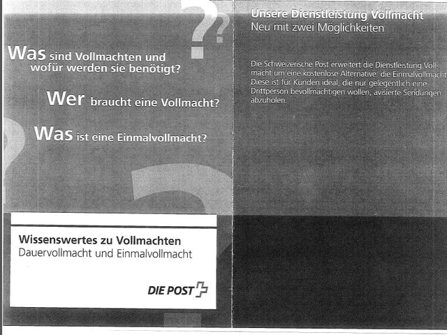 Entwurf des Katalogs für die Gratis-Vollmacht Entwurf des Katalogs für die Gratis-Vollmacht