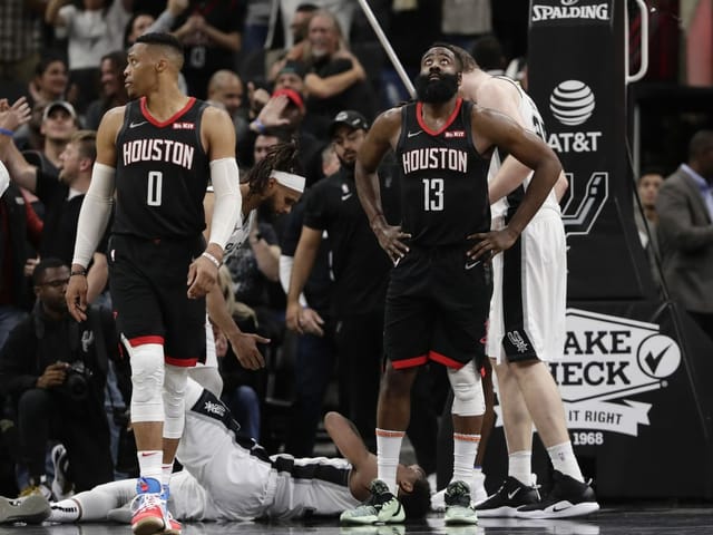 James Harden und Russell Westbrook. James Harden und Russell Westbrook.