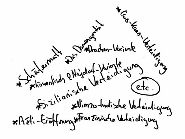 Grafik mit Schach-Eröffnungen und Varianten Grafik mit Schach-Eröffnungen und Varianten