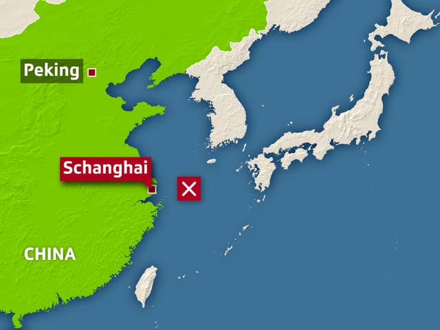 Kartenausschnitt der Küste Chinas und Südkoreas. Kartenausschnitt der Küste Chinas und Südkoreas.