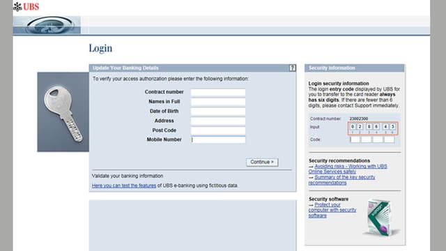 Screenshot der Eingabemaske des Phishing-Mails. Screenshot der Eingabemaske des Phishing-Mails.