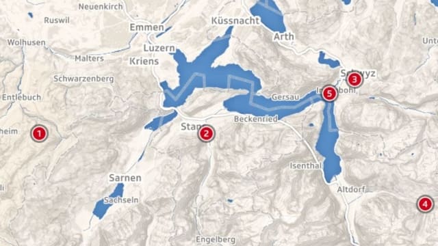 Eine Karte, welche die Zentralschweiz zeigt. Eine Karte, welche die Zentralschweiz zeigt.