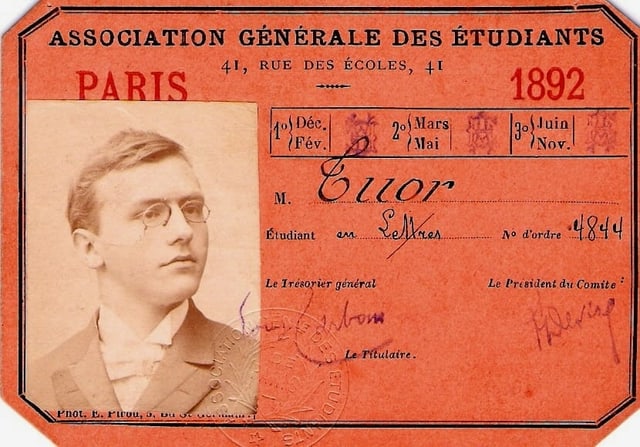 Carta da student d’Alfons Tuor dal temp ch’el studegiava a Paris Carta da student d’Alfons Tuor dal temp ch’el studegiava a Paris