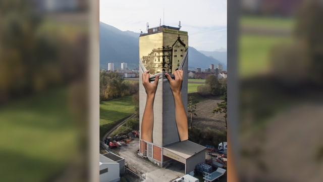 Turm besprayt Turm besprayt