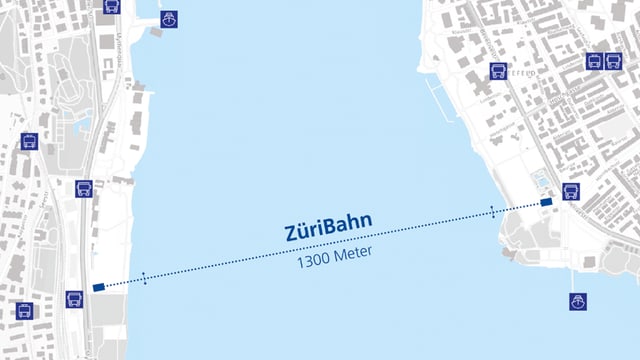 Eine Karte zeigt die geplanten Stationen und Masten für die «ZüriBahn» Eine Karte zeigt die geplanten Stationen und Masten für die «ZüriBahn»