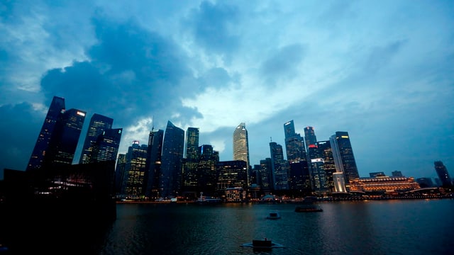 Blick auf die Skyline Singapurs. Blick auf die Skyline Singapurs.