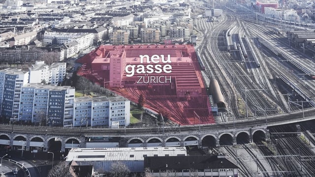 Stadtansicht mit geplantem Projekt Neugasse. Stadtansicht mit geplantem Projekt Neugasse.