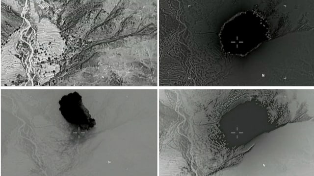 Bombeneinschlag auf Satellitenkarte Bombeneinschlag auf Satellitenkarte