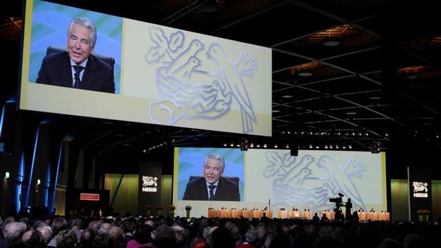 VR-Präsident Peter Brabeck an der Nestlé-GV. VR-Präsident Peter Brabeck an der Nestlé-GV.