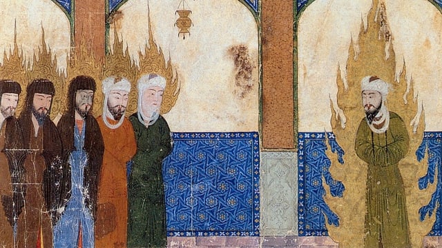 Eine persische Darstellung von Mohammed, Jesus, Abraham und Moses. Eine persische Darstellung von Mohammed, Jesus, Abraham und Moses.