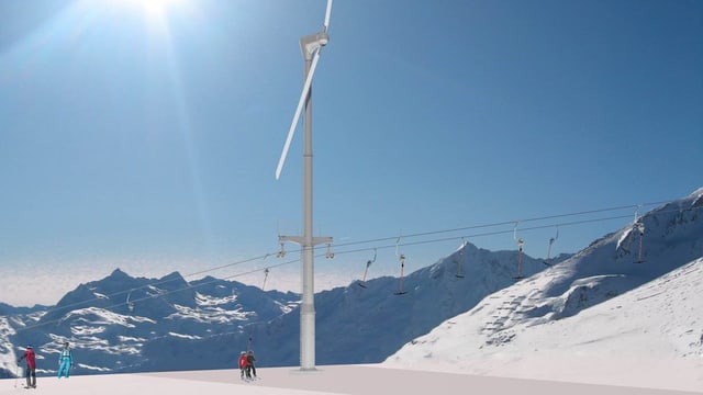 Visualisierung Skilift mit Windrad Visualisierung Skilift mit Windrad