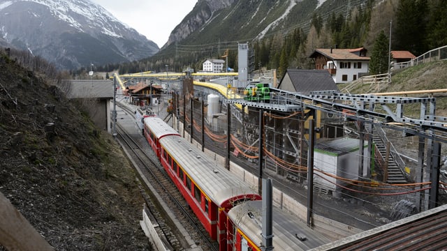 Baustelle beim Albula-Tunnel im Kanton Graubünden. Baustelle beim Albula-Tunnel im Kanton Graubünden.