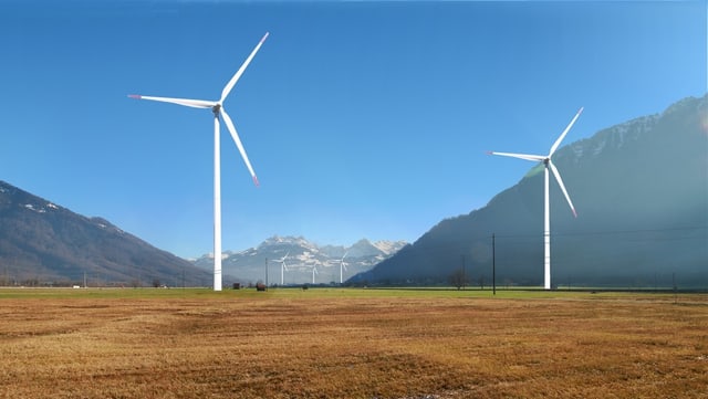 Visualisierung zweier Windräder auf der Linthebene Visualisierung zweier Windräder auf der Linthebene