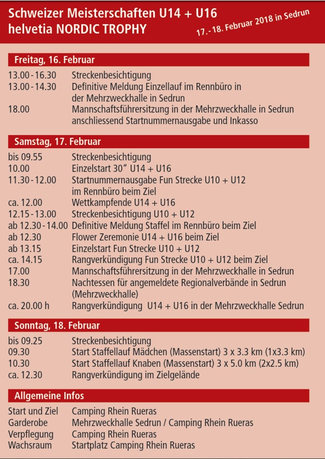 Program dal campiunadi. Program dal campiunadi.